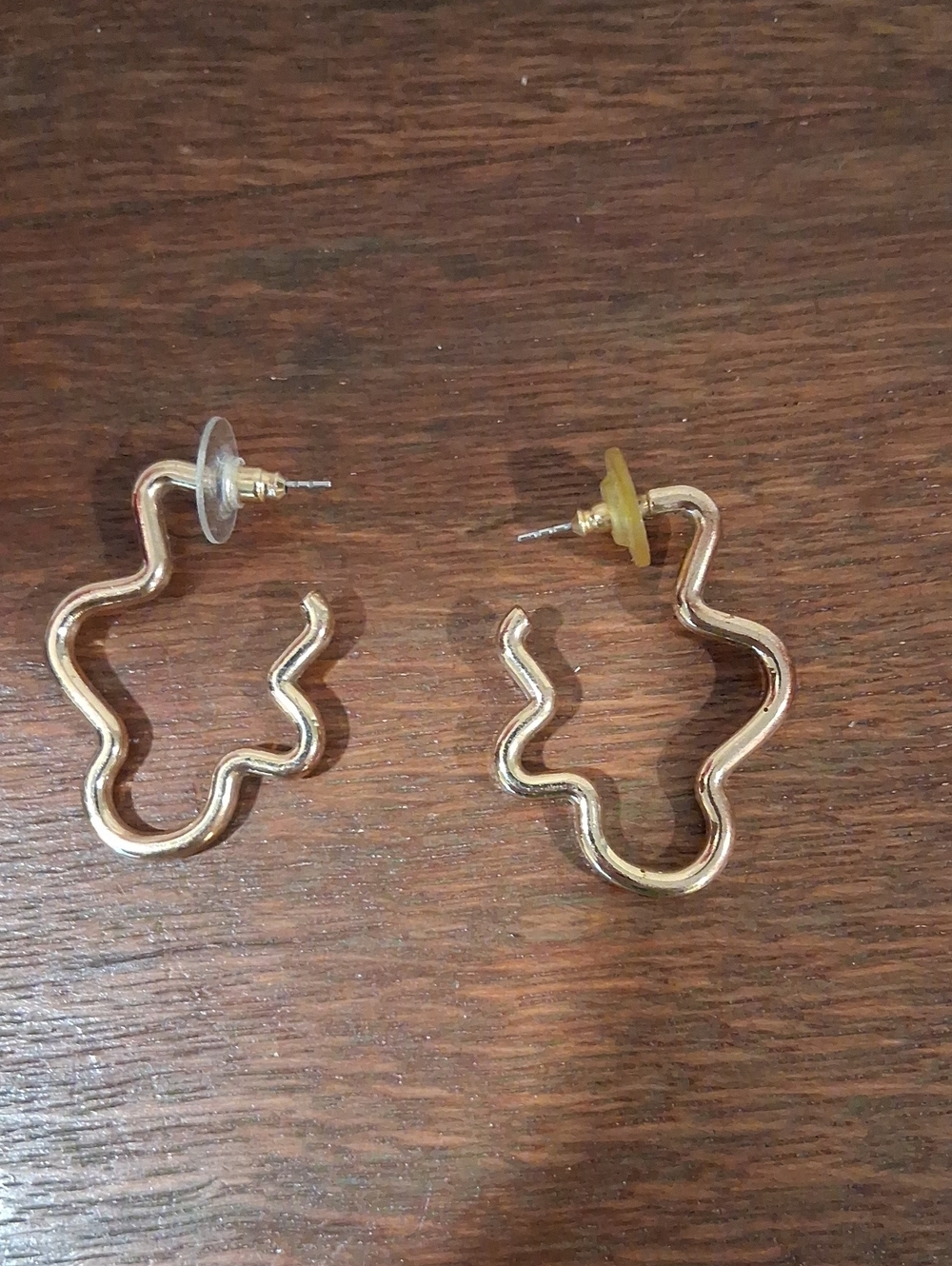 Goldtone Wavy Outline Hoop Earrings - Women Jewelry